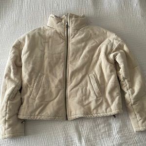 cream cord puffer jacket